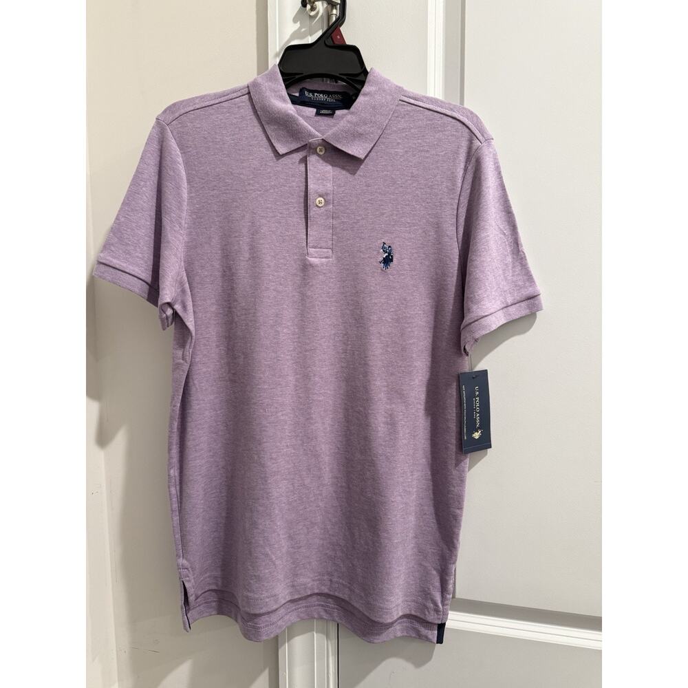 US Polo Assn. Men's Light Purple Polo Shirt Luxury Feel, Short Sleeve Size Small